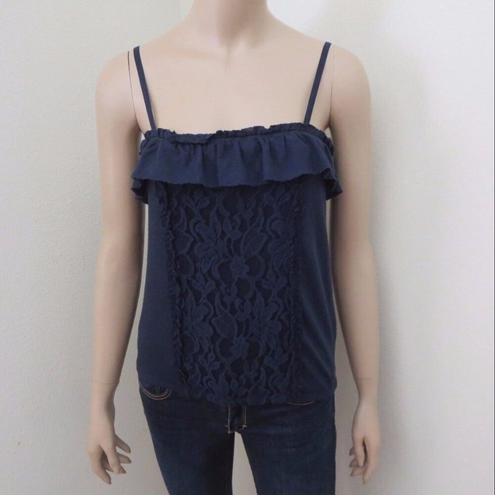 Abercrombie Womens Lace Tank Top Size Small Cami Navy Blue Shirt